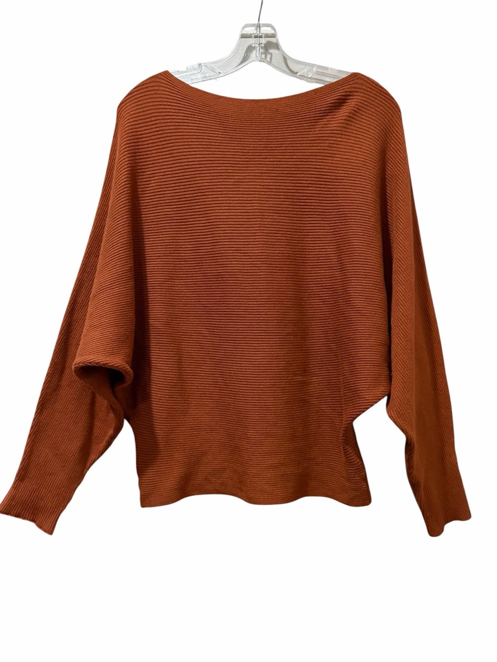 Makarthy‎ Medium Rust Orange Cashmere Wool Blend Dolman Long Sleeve Sweater B8